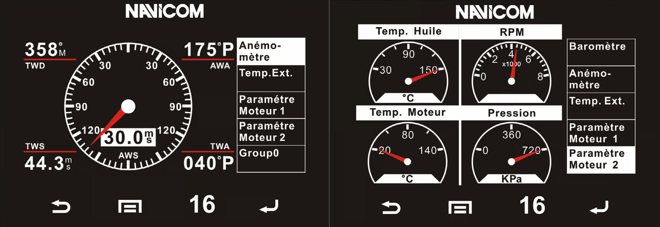 Temp moteur et vent RT1050